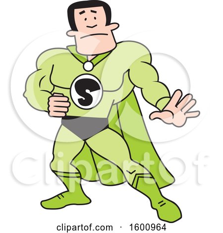 Clipart of a Cartoon White Male Captain Safety Super Hero - Royalty Free Vector Illustration by Johnny Sajem