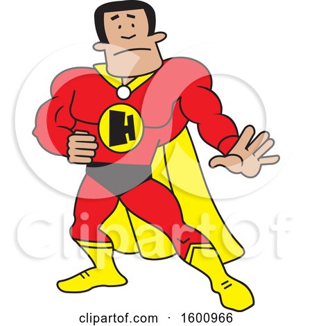 Clipart of a Cartoon Black Male Super Hero with an H Monogram - Royalty Free Vector Illustration by Johnny Sajem