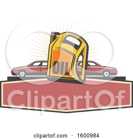 Clipart of an Oil Can and Cars over a Frame - Royalty Free Vector Illustration by Vector Tradition SM