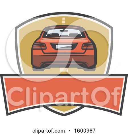Clipart of a Rear View of a Car over a Frame - Royalty Free Vector Illustration by Vector Tradition SM