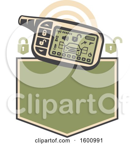 Clipart of a Car Security Alarm System over a Frame - Royalty Free Vector Illustration by Vector Tradition SM