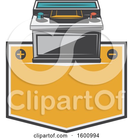 Clipart of a Car Battery over a Frame - Royalty Free Vector Illustration by Vector Tradition SM