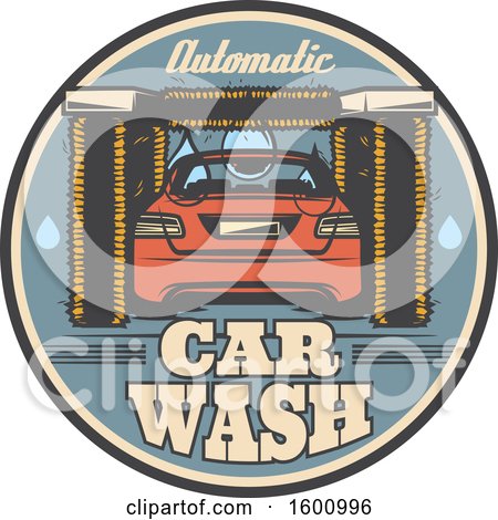 Clipart of a Rear View of a Vehicle in a Car Wash - Royalty Free Vector Illustration by Vector Tradition SM