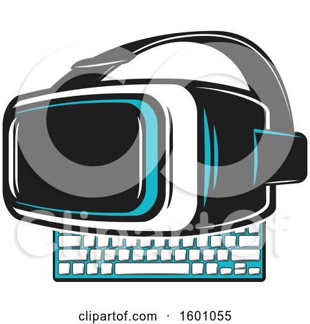 Clipart of a Computer Keyboard and Virtual Reality Glasses - Royalty Free Vector Illustration by Vector Tradition SM