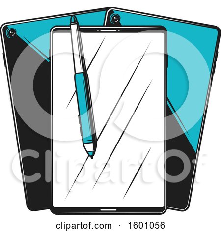 Clipart of a Stylus Pen and Tablets - Royalty Free Vector Illustration by Vector Tradition SM