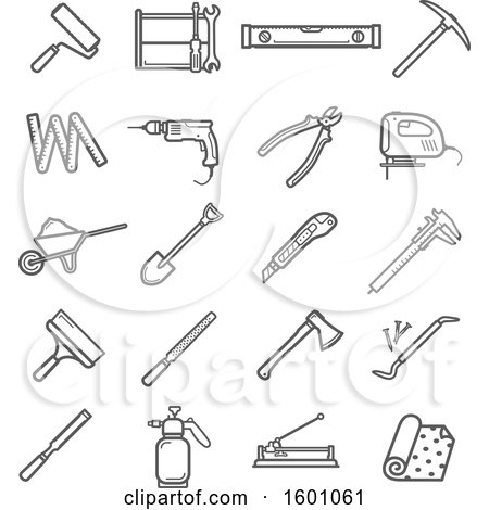 Clipart of Gray Tool Icons - Royalty Free Vector Illustration by Vector Tradition SM