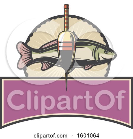 Clipart of a Fish and Bobber over a Frame - Royalty Free Vector Illustration by Vector Tradition SM