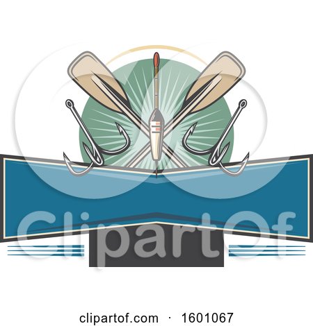 Clipart of Fishing Gear and Paddles over a Frame - Royalty Free Vector Illustration by Vector Tradition SM