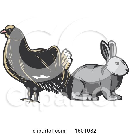 Clipart of a Grouse and Rabbit - Royalty Free Vector Illustration by Vector Tradition SM