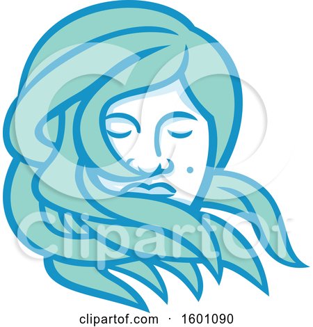 Clipart of a Polynesian Woman with Long Flowing Hair - Royalty Free Vector Illustration by patrimonio