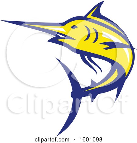 Clipart of a Yellow and Blue Marlin Fish Mascot - Royalty Free Vector Illustration by patrimonio