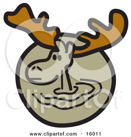 Brown Moose With Big Antlers Clipart Illustration by Andy Nortnik