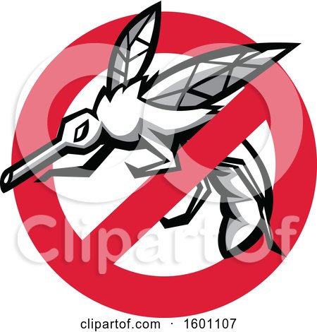 Clipart of a Mosquito in a Prohibited Symbol - Royalty Free Vector Illustration by patrimonio