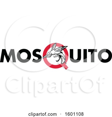 Clipart of a Mosquito in the Word - Royalty Free Vector Illustration by patrimonio