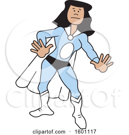 Clipart of a Cartoon Black Female Super Hero - Royalty Free Vector Illustration by Johnny Sajem