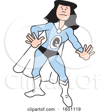 Clipart of a Cartoon White Captain Environment Female Super Hero with a Letter E on Her Suit - Royalty Free Vector Illustration by Johnny Sajem