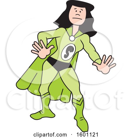 Clipart of a Cartoon White Captain Safety Female Super Hero with a Letter S on Her Suit - Royalty Free Vector Illustration by Johnny Sajem