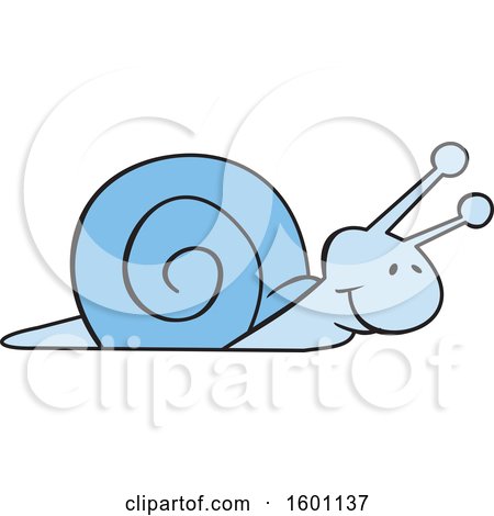 Clipart of a Cartoon Blue Snail - Royalty Free Vector Illustration by Johnny Sajem