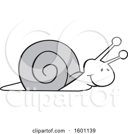 Clipart of a Cartoon Grayscale Snail - Royalty Free Vector Illustration by Johnny Sajem