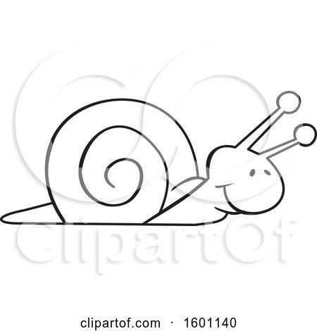 Clipart of a Cartoon Lineart Snail - Royalty Free Vector Illustration by Johnny Sajem