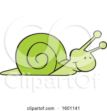 Clipart of a Cartoon Green Snail - Royalty Free Vector Illustration by Johnny Sajem
