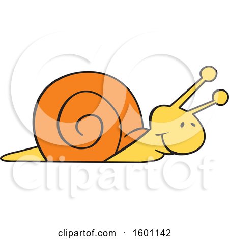 Clipart of a Cartoon Yellow and Orange Snail - Royalty Free Vector Illustration by Johnny Sajem