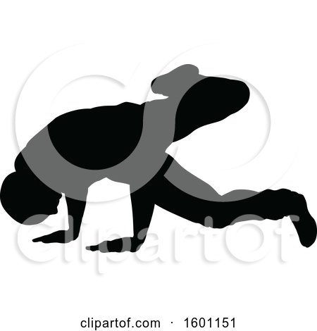 Clipart of a Silhouetted Male Dancer - Royalty Free Vector Illustration by AtStockIllustration
