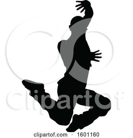 Clipart of a Silhouetted Male Dancer - Royalty Free Vector Illustration by AtStockIllustration
