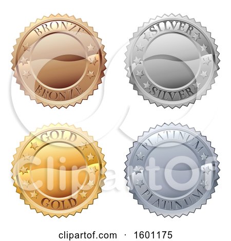 Clipart of Bronze Silver Gold and Platinum Medals - Royalty Free Vector Illustration by AtStockIllustration