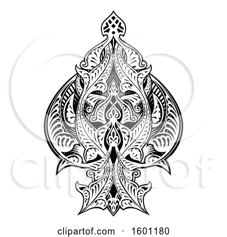 Clipart of a Black and White Ace of Spades Design - Royalty Free Vector Illustration by AtStockIllustration