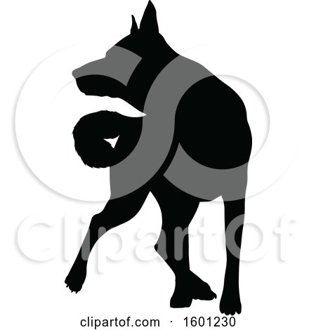 Clipart of a Silhouetted German Shepherd Dog - Royalty Free Vector Illustration by AtStockIllustration