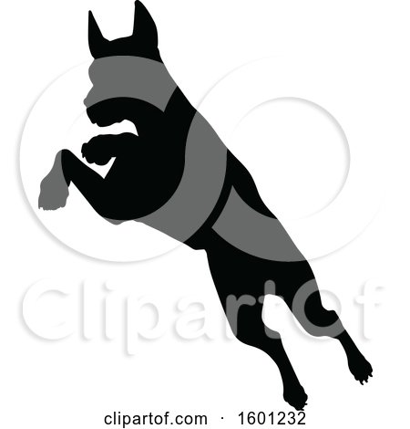 Clipart of a Silhouetted Great Dane Dog - Royalty Free Vector Illustration by AtStockIllustration