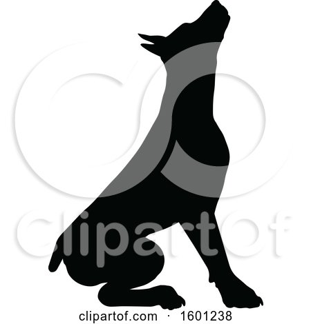 Clipart of a Silhouetted Dobermann Dog - Royalty Free Vector Illustration by AtStockIllustration