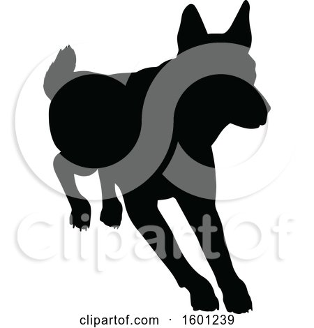 Clipart of a Silhouetted German Shepherd Dog - Royalty Free Vector Illustration by AtStockIllustration