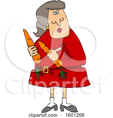 Clipart of a Cartoon Woman Holding Carrots - Royalty Free Vector Illustration by djart