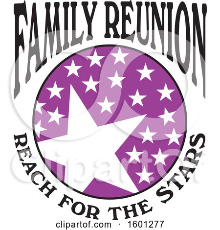 Clipart of a Purple Black and White Family Reunion Reach for the Stars Design - Royalty Free Vector Illustration by Johnny Sajem