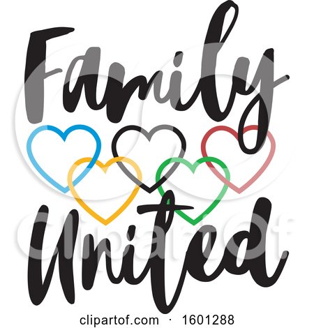 Clipart of a Family United Design with Connected Colorful Hearts - Royalty Free Vector Illustration by Johnny Sajem