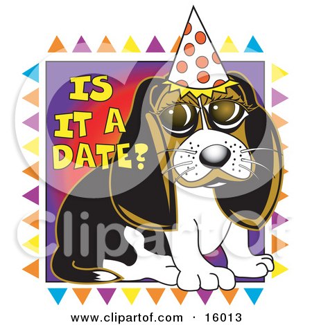 Cute Beagle Puppy Wearing A Party Hat Clipart Illustration by Andy Nortnik