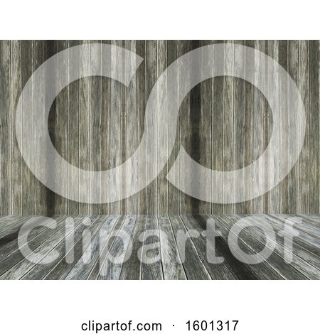 Clipart of a 3d Wood Surface and Wall - Royalty Free Illustration by KJ Pargeter