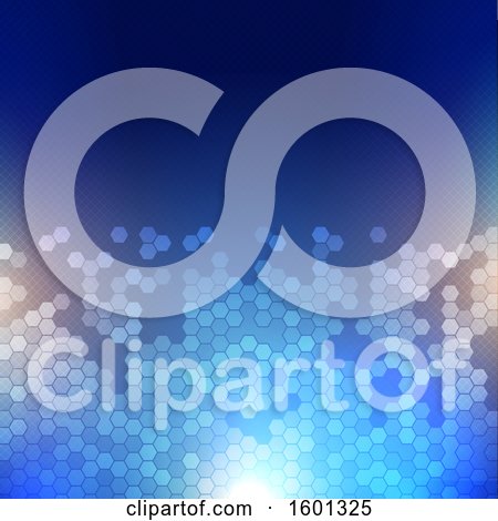 Clipart of a Blue Hexagon Tile Background - Royalty Free Vector Illustration by KJ Pargeter