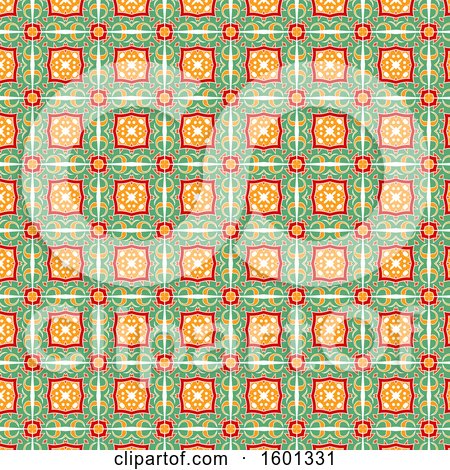 Clipart of a Green and Orange Pattern - Royalty Free Vector Illustration by KJ Pargeter