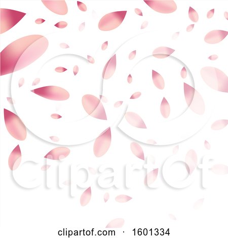 Clipart of a Background of Falling Pink Flower Petals on White - Royalty Free Vector Illustration by KJ Pargeter