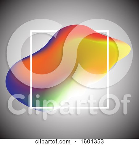 Clipart of a Colorful Fluid Wave and White Frame on Gray - Royalty Free Vector Illustration by KJ Pargeter