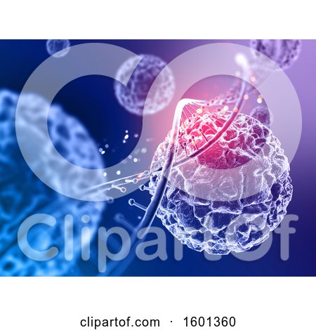 Clipart of a 3d Dna Strand and Viruses - Royalty Free Illustration by KJ Pargeter