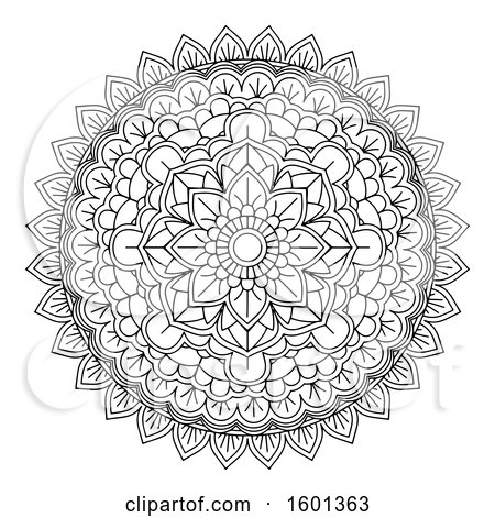 Clipart of a Black and White Mandala - Royalty Free Vector Illustration by KJ Pargeter