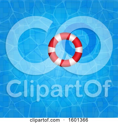 Clipart of a Life Buoy Floating in a Swimming Pool - Royalty Free Vector Illustration by KJ Pargeter
