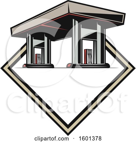 Clipart of a Gas Station Design - Royalty Free Vector Illustration by Vector Tradition SM