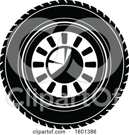 Clipart of a Black and White Tire - Royalty Free Vector Illustration by Vector Tradition SM