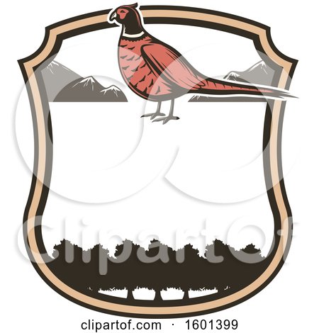 Clipart of a Hunting Shield Design with a Pheasant - Royalty Free Vector Illustration by Vector Tradition SM