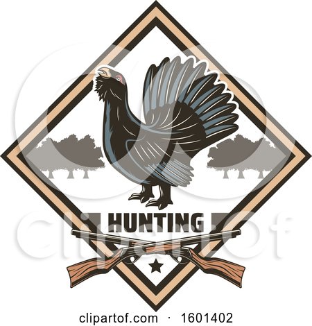 Clipart of a Hunting Shield Design with a Wood Grouse - Royalty Free Vector Illustration by Vector Tradition SM